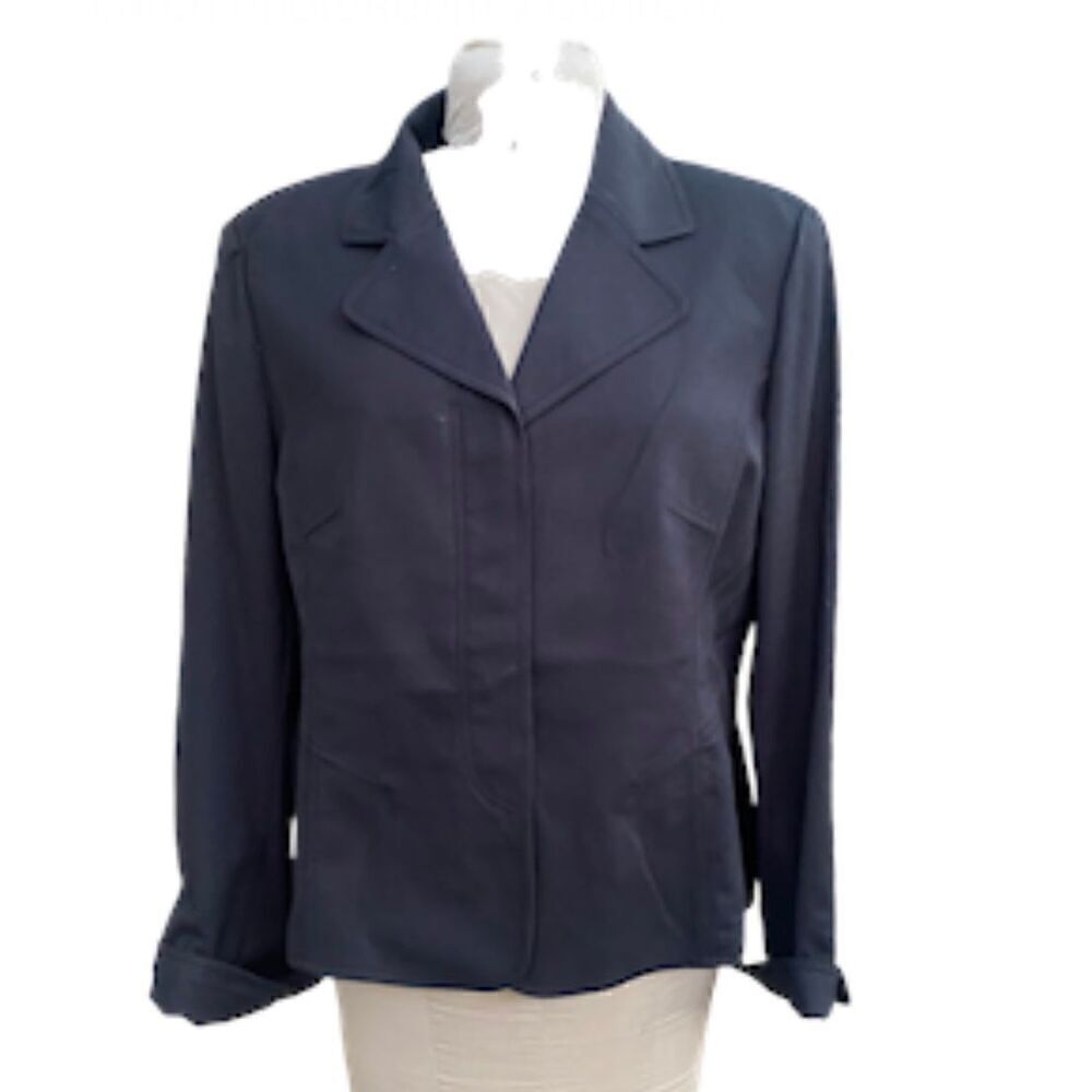 Ellen Tracy Classic 3-Button Blazer Sz. 14 Front Pockets Cotton Blend Profession